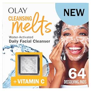 Olay Cleansing Melts   Vitamin C Face Cleanser, 64 ct. total (2 x 32 ct.), Water-Activated Face Wash Cleans, Tones, and Refreshes Skin