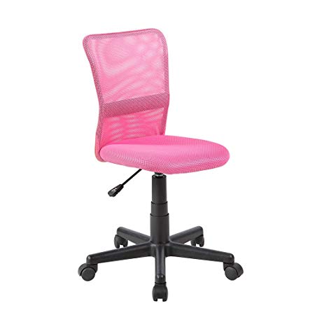eurosports Kids Desk Chair for Girls,Ergonomic Swivel Adjustable Armless Children Teens Computer Study Chair with Mesh Back,Pink