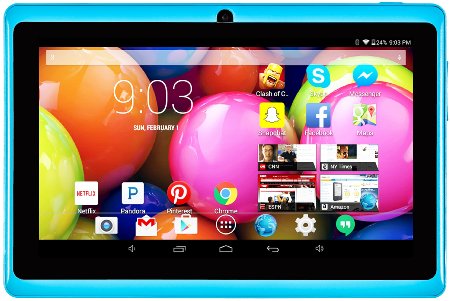 DeerBrook® DB  7" Quad Core Tablet 8GB- HD 1024x600 Display, Bluetooth, Dual Camera, Google Android 4.4 KitKat, WiFi, Google Play Pre-installed, 3D Gaming Support (Sky Blue)