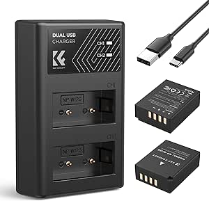 K&F Concept NP-W126 NP-W126S Battery and Dual Charger for Fujifilm Batteries Compatible with Fujifilm X100V1, X-T3, X-T2, X-T1, X-Pro2 Cameras