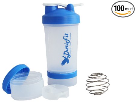 DuriFit Protein Shaker Bottle 16 OZ with Storage Boxes and Blender Ball