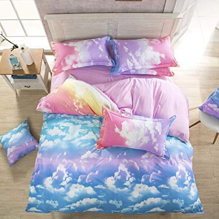 Nattey Cotton Blend Cloud Sky Twin Queen King Size Bed Pillowcase Duvet Quilt Cover Set Twin Queen King (Twin)