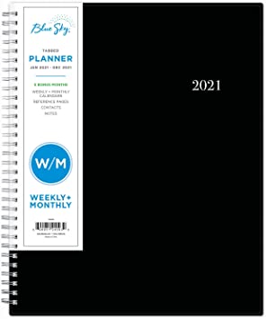 Blue Sky 2021 Weekly & Monthly Planner, Flexible Cover, Twin-Wire Binding, 8.5" x 11", Enterprise (124093)