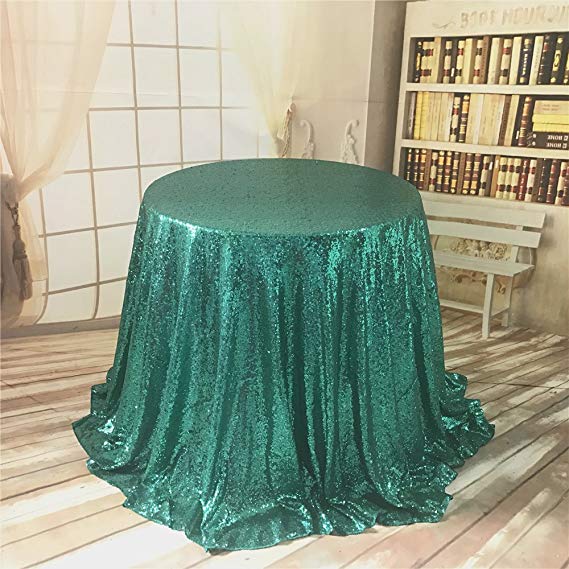 YZEO 120-Inch Round Sequin Tablecloth£¬Green