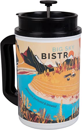 Planetary Design Big Sky Bistro French Press Travel Coffee Mug - Brew the Perfect Cup of Coffee Anywhere - 16 oz - Autumn