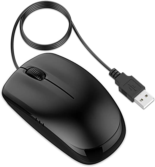 JETech 3-Button Wired USB Optical Mouse Mice (Black) - 0776