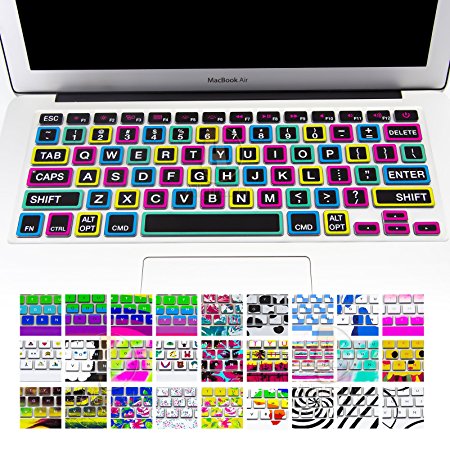 Allytech Keyboard Cover Silicone Skin for MacBook Pro 13" 15" 17" (with or w/out Retina Display) iMac and MacBook Air 13" (Big Font colorful)