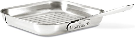 All-Clad 4020 Stainless Steel 3-Ply Bonded Dishwasher Safe Grill Pan Cookware, 11-Inch, Silver