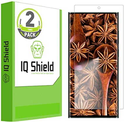 IQ Shield Screen Protector Compatible with Samsung Galaxy S22 Ultra (2-Pack) Anti-Bubble Clear Film