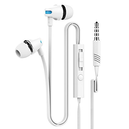 LSD Headphones In ear Earphones Wired Silicon Earbuds 3.5mm Headsets with Microphone & Remote Control Earpieces for iPhone, iPad, Android Smartphones, Mp3/mp4 Player, Laptop. (White)