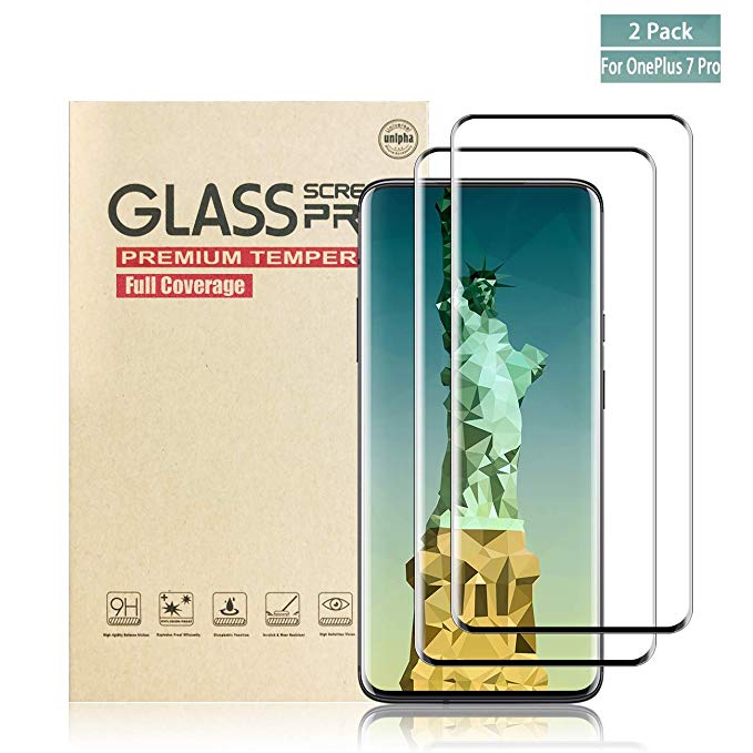Oneplus 7 Pro Screen Protector by YEYEBF, [2 Pack] Full Coverage Tempered Glass Screen Protector for Oneplus 7 Pro [3D Touch][HD-Clear][Bubble-Free][Anti-Scratch]