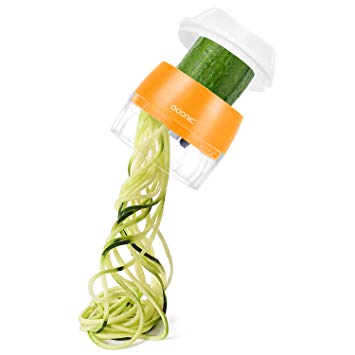 Handheld Vegetable Slicer, Adoric Vegetable Spiralizer Upgraded 4 in 1 Heavy Duty Veggie Spiral Cutter - Zoodle Pasta Spaghetti Maker, Orange