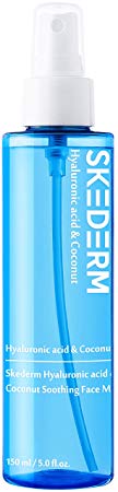 SKEDERM Hyaluronic Acid and Coconut Soothing Face Mist Spray for Instant Hydration, 150ml / 5.0fl.oz