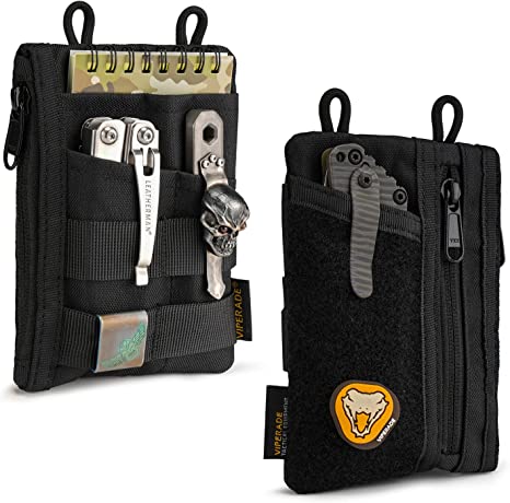 VIPERADE VE18 EDC Pouch, Pocket Organizer Pouch for Men, EDC Pocket Organizer Pouch, 3 Slots with 2 Zipper Pockets, Velcro Pouch Multitool Pouch