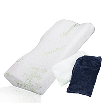 CO-Z Contoured Memory Foam Pillow Curved Cervical Pillow XL - 24" Long with Extra Free Replacement Pillow Case