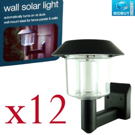 OUTDOOR SOLAR WALL LIGHTS - PACK OF 12 - AUTOMATIC SENSOR ON/OFF - ALL FIXTURES INCLUDED - NO WIRINGS / ELECTRICS REQUIRED - BRAND NEW