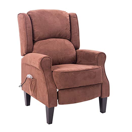 HomCom Heated Vibrating Suede Massage Recliner Chair - Brown