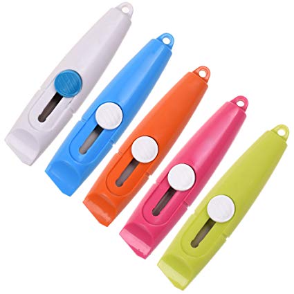 Cosmos ® Pack of 5 Mini Retractable Utility Knife Box Cutter Letter Opener, Random Color