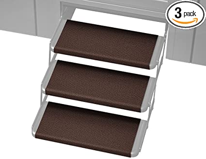Prest-O-Fit 3-Pack 2-4066 Outrigger RV Step Rug Chocolate Brown 18 in. Wide