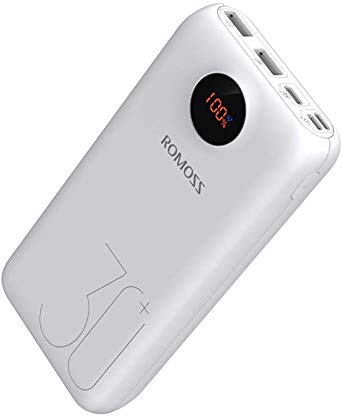 ROMOSS 26800mAh Type-C PD Portable Charger, 18W 3 Outputs and 3 Inputs External Battery Packs Compatible for iPhone 11, 11Pro, iPad, MacBook, Samsung, Nintendo Switch, GoPro and More