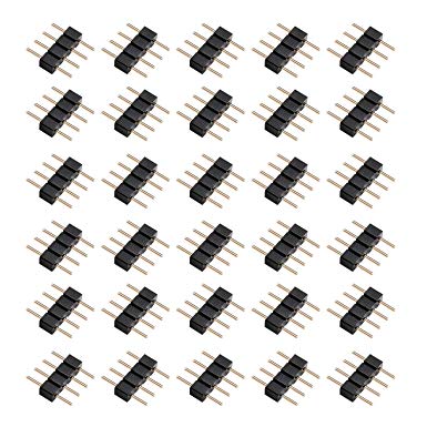 4 Pin Male to Male Connector JACKYLED RGB Male Connector for 3528 5050 SMD RGB Led Strip Light 30-Pack