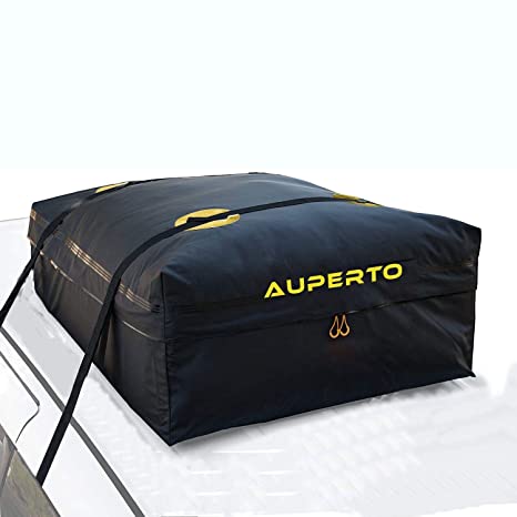 AUPERTO Rooftop Cargo Carrier Bag - 15 Cubic Feet Soft Car Roof Bag with 2 Heavy Duty Adjustable Straps Fits All Cars