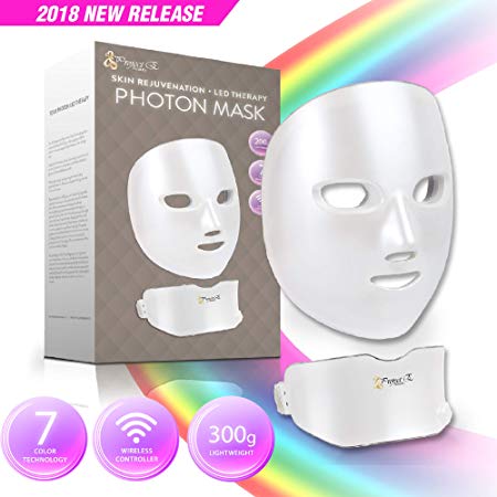 Project E Beauty Wireless 7 Color LED Mask Neck Photon Light Skin Rejuvenation Therapy Facial Skin Care Mask
