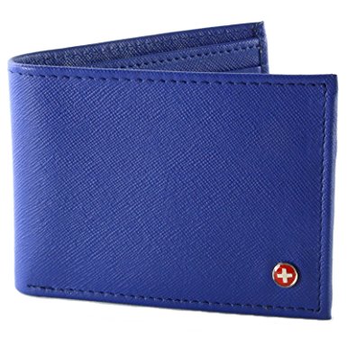 Alpine Swiss Men's Leather Bifold Wallet Removable Flip Up ID Window