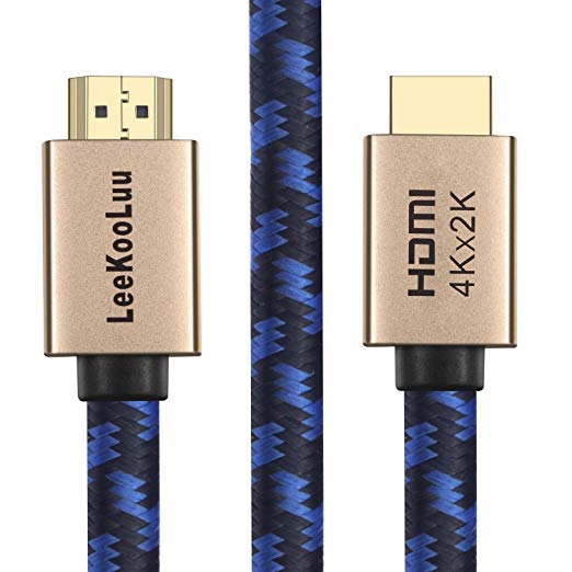 LeeKooLuu 4K HDMI Cable 25 FT - Braided Cord - Ultra High Speed 18Gbps - Gold Plated Connectors - Ethernet & Audio Return - Video 4K 2160p HD 1080p 3D - Compatible Xbox Playstation PS3 PS4 PC TV