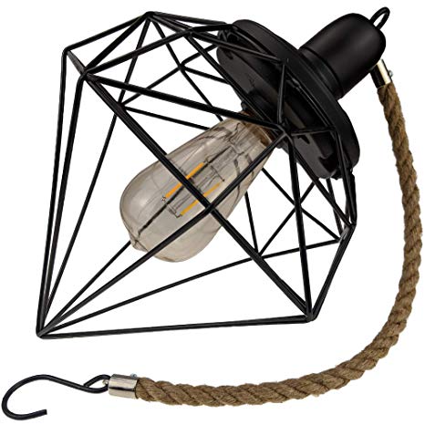 Yard Island Solar LED Edison Bulb Large Hanging Cage Lantern (Style 4)