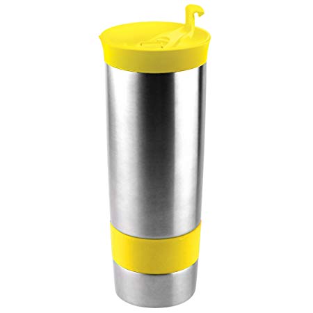 Asobu The Hot coffee and tea press Vacuum Insulated Travel Mug, 16 ounce, Stainless Steel, Yellow