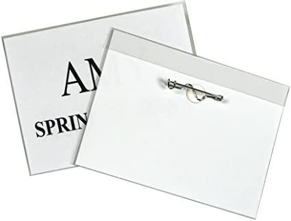 C-Line Pin Style Name Badge Holders with Inserts, 3.5 x 2.25 Inches, 100 per Box (94223)