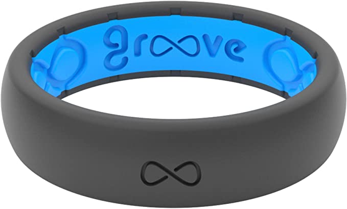Groove Life Silicone Wedding Ring for Women - Breathable Rubber Rings for Women, Lifetime Coverage, Unique Design, Comfort Fit Womens Ring - Thin Solid