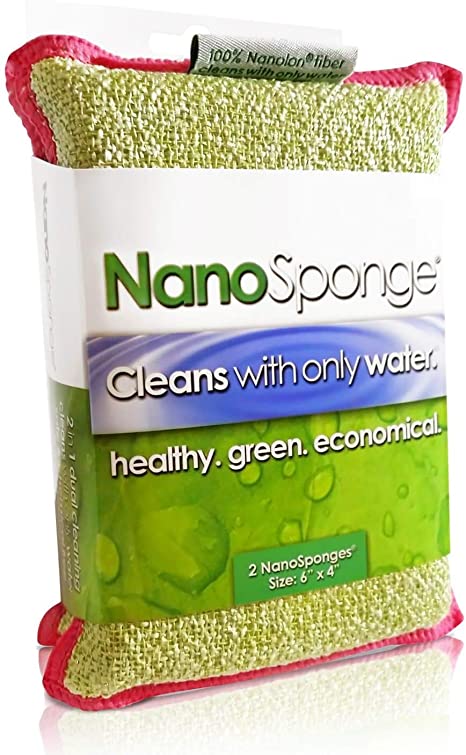 Nano Sponge Cleaning Sponges. Supersized Everyday Heavy Duty Household Kitchen and Dish Sponge. 2 Pack. 6 x 4"