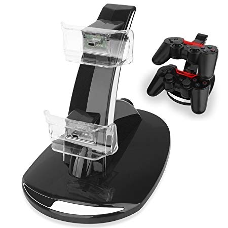 PS3 Controller Charger Docking Station, Playstation 3 Charging Dock, USB Dual Holder Cradle, with LED Indicator