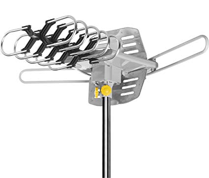 Ematic EDT312ANT HD 1080p Motorized Rotating Outdoor Amplified TV Antenna UHF/VHF/FM with 150 Mile Range