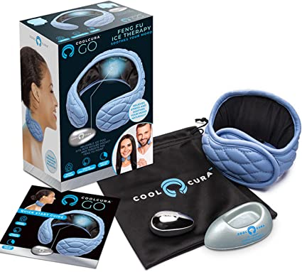 CoolCura Wearable Stress Relief Device - Natural Anxiety Relief & Pain Relief Using Ice Therapy  & Feng Fu Acupuncture Point - Cooling Neck Wrap Helps Release Endorphins, Headache Relief & Mood Boost