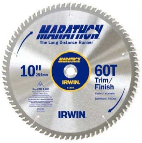IRWIN Tools MARATHON Carbide Table / Miter Circular Blade, 10-Inch, 60T (14074)