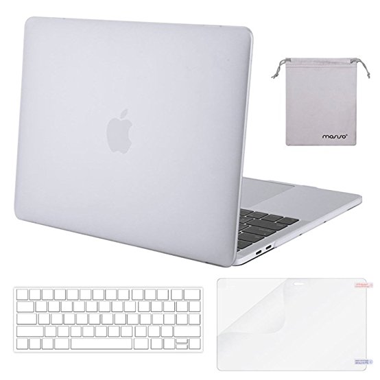 Mosiso MacBook Pro 13 Case 2017 & 2016 Release A1706 / A1708, Plastic Hard Case Shell with Keyboard Cover with Screen Protector with Storage Bag for Newest MacBook Pro 13 Inch, Frost