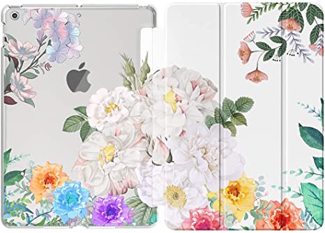 MoKo iPad 10.2 Case for iPad 9th Generation 2021/ iPad 8th Generation 2020/ iPad 7th Generation 2019, Slim Stand Hard Back Shell Smart Cover Case for iPad 10.2 inch, Auto Wake/Sleep,Various Flowers