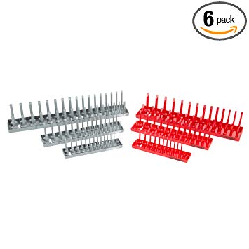OEMTOOLS 22413 6 Piece SAE and Metric Socket Tray Set-Red and Grey, 6 Pack