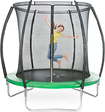 ToyStar 8ft Trampoline With Enclosure For Kids, Safety Net Enclosure, Spring Cover Foam Padding, Rust-Resistant Hot Dip Galvanised Frame, Garden Outdoor, 244cm x 244cm x 243cm