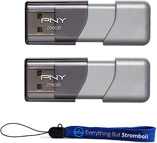 PNY 256GB USB 3.0 Flash Drive Elite Turbo Attache 3 (P-FD256GTBOP-GE) Two Pack Bundle Plus (1) Everything But Stromboli Lanyard