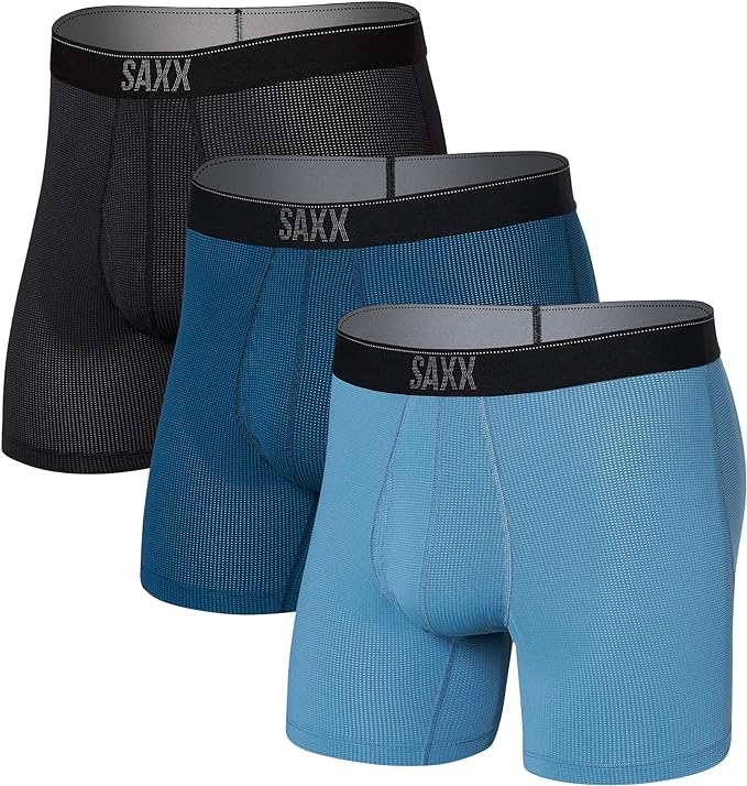 SAXX Men's Underwear - Quest Quick Dry Mesh Boxer Brief Fly 3 Pack with Built-in Pouch Support - Underwear for Men, Fall