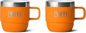 YETI Rambler 6 oz Stackable Mug, Stainless Steel, Vacuum Insulated Espresso/Coffee Mug, 2 Pack