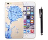 iPhone 6 Plus Case iPhone 6S Plus Case iYCK Ultra Thin Clear Art Pattern Crystal Diamond Rhinestone Hard Plastic Rubber Snap On Shell Back Skin Case for Apple iPhone 6  6S Plus 55 - Blue Rose