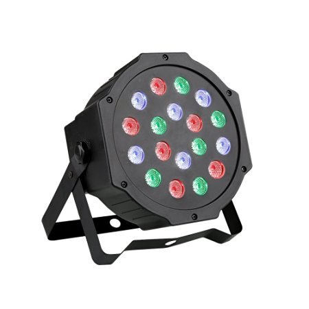 LED Par Lights, Blusmart 24W 18 LEDs Disco Lights with Music-activated, Auto-run and DMX512 Control Mode, Different Colors Combinations of Red, Green and Blue, Multi-angle Rotating Holder