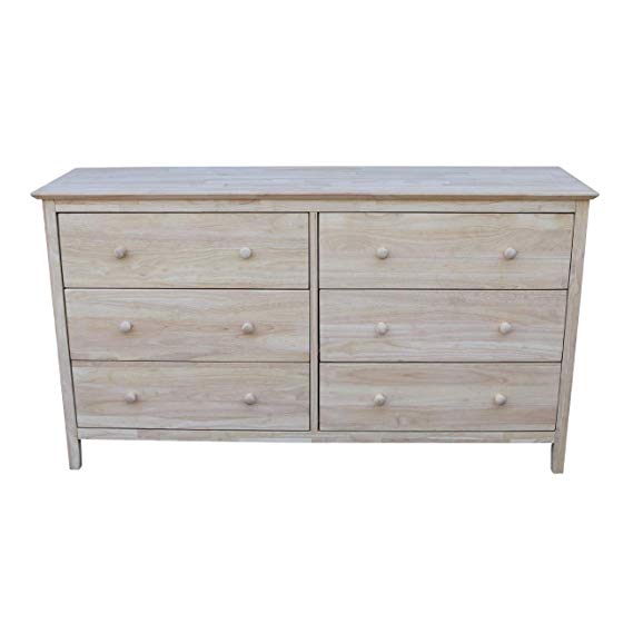 International Concepts Dresser with 6 Drawers, Unfinished