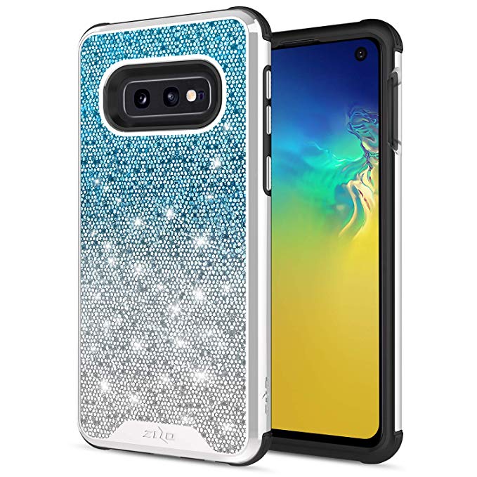 Zizo Wanderlust Series Compatible with Samsung Galaxy S10e Case Dual Layer with Glitter Design Cosmic Dust