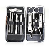 Flexzion 12Pcs Nail Care Personal Manicure Pedicure Tools Set Finger Toe Clipper Kit with Scissors Calipers Filers Nippers Cuticle Pushers Cutters Trimmers Stainless Steel